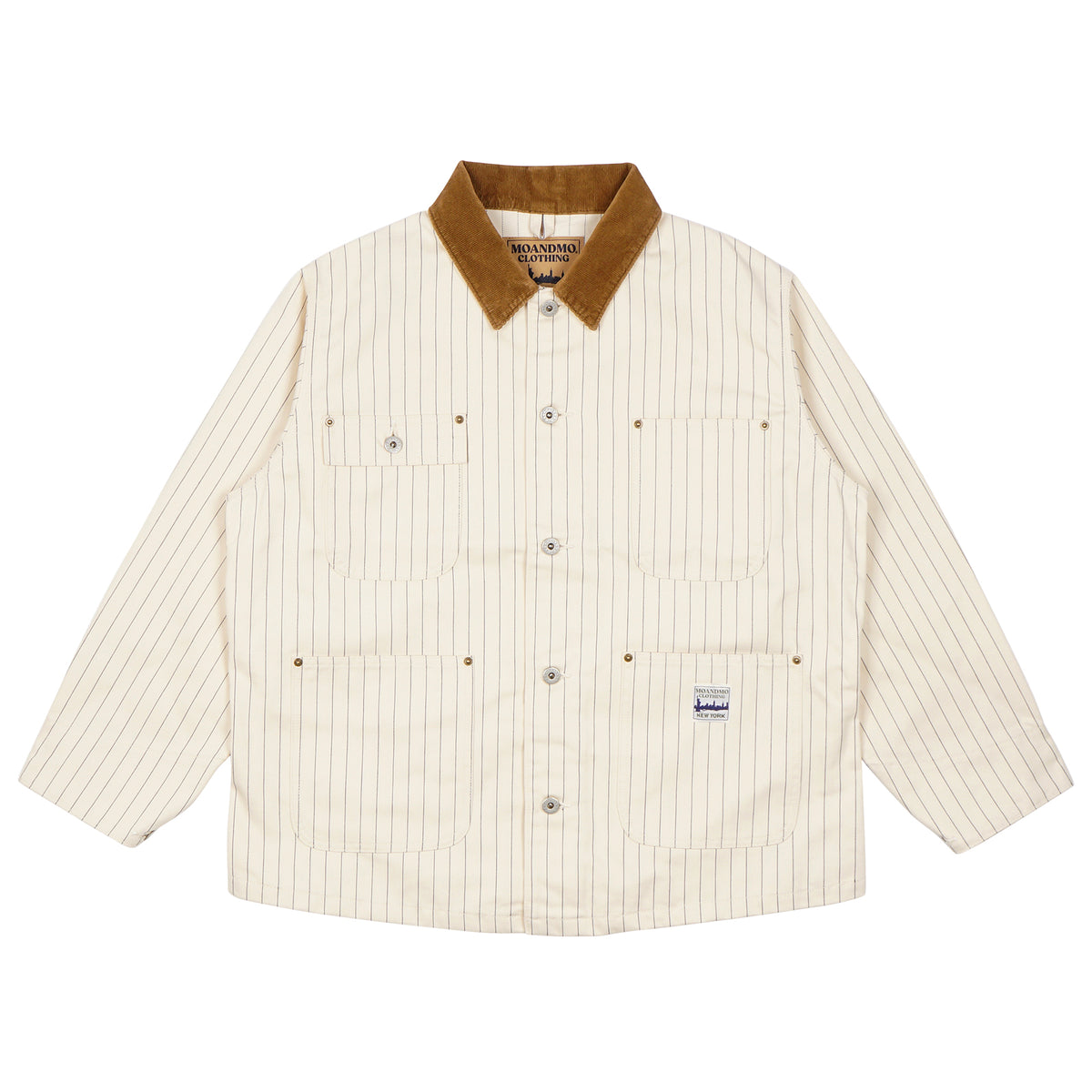 PINSTRIPED CHORE JACKET / IVORY