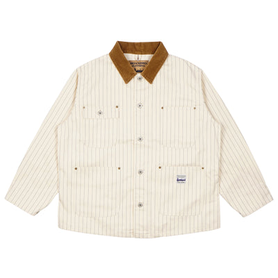 PINSTRIPED CHORE JACKET / IVORY