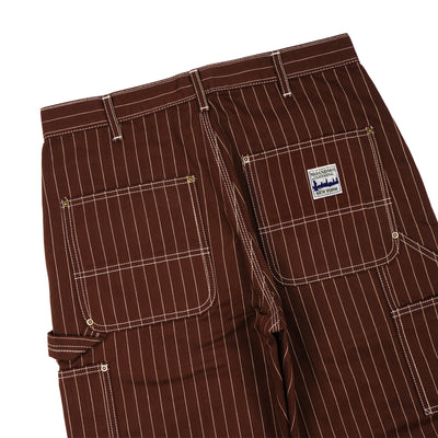 PINSTRIPED DOUBLE KNEE PANTS / BROWN