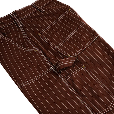 PINSTRIPED DOUBLE KNEE PANTS / BROWN