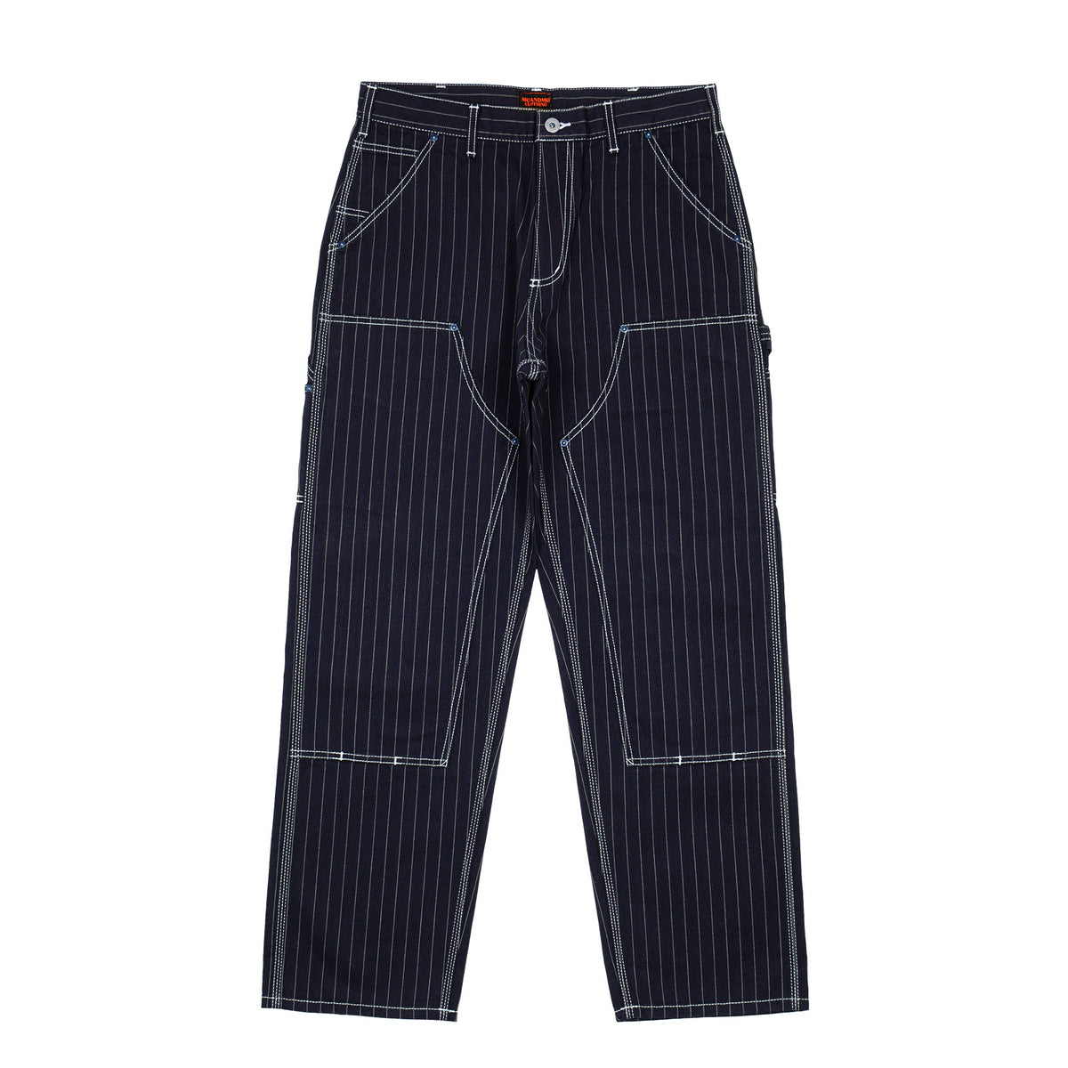 PINSTRIPED DOUBLE KNEE PANTS / DARK NAVY